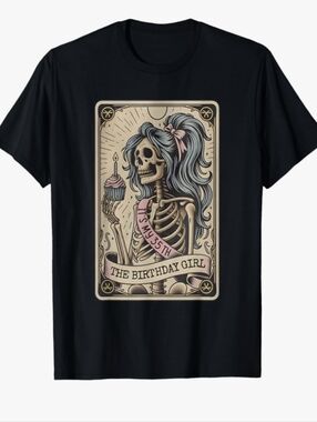35th Birthday Girl Skeleton Graphic T-Shirt - Black